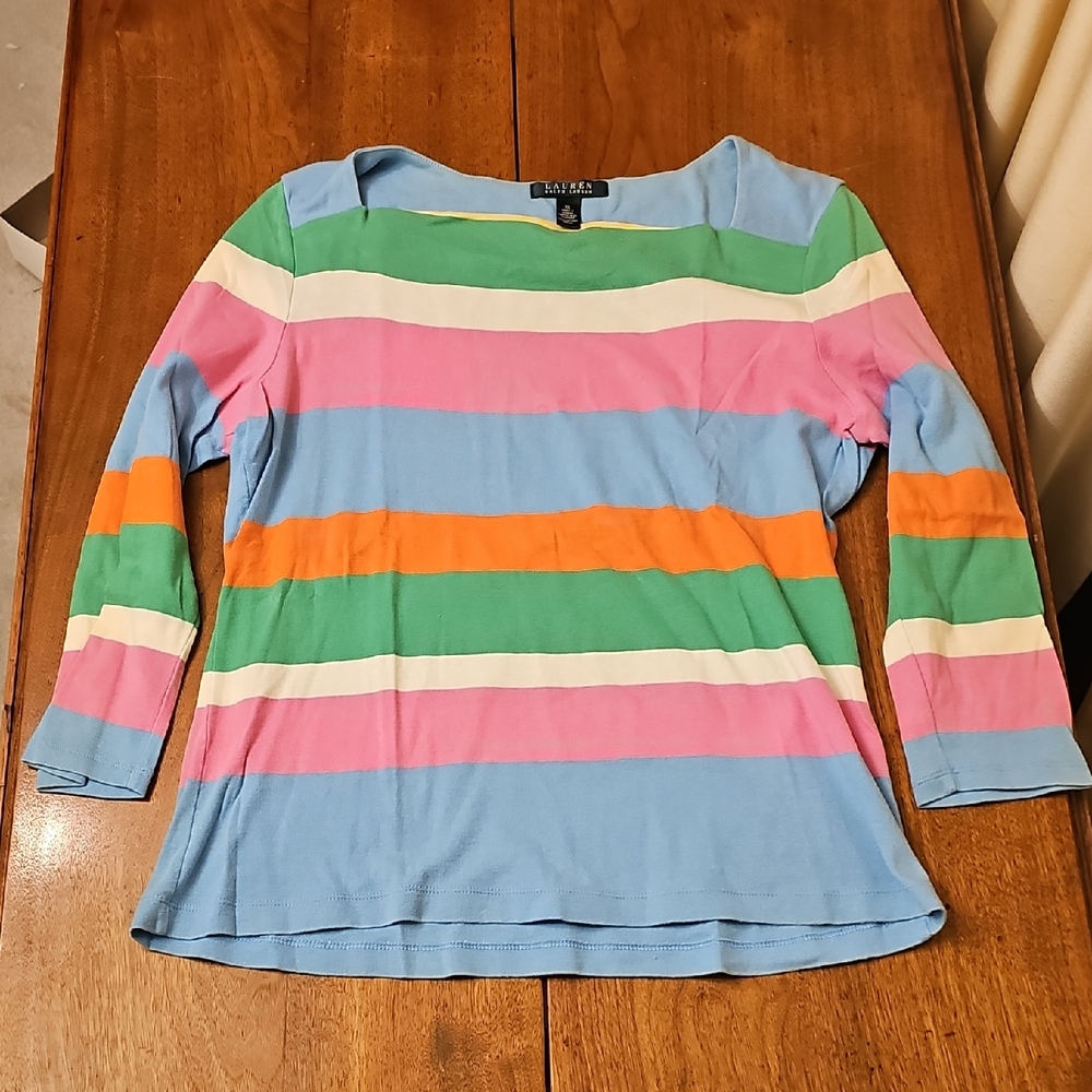 Vintage  Ralph Lauren Colorful Striped Long Sleeve Tee